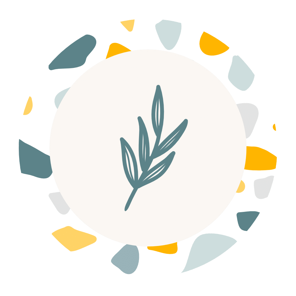 Icone feuille entourée de terrazzo - Emergence - psychologue du travail angers